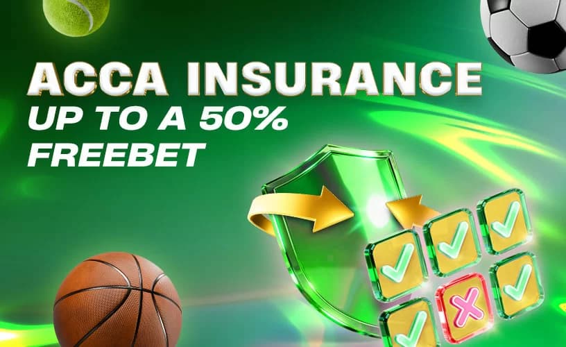 Up to 50% free bet with acca insurance